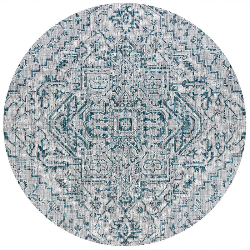 Estrella Bohemian Medallion Textured Weave Indoor/outdoor Round Rug