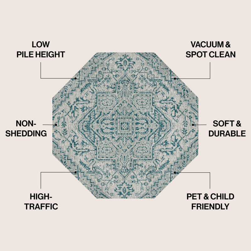 Estrella Bohemian Medallion Textured Weave Indoor/outdoor Octagon Rug