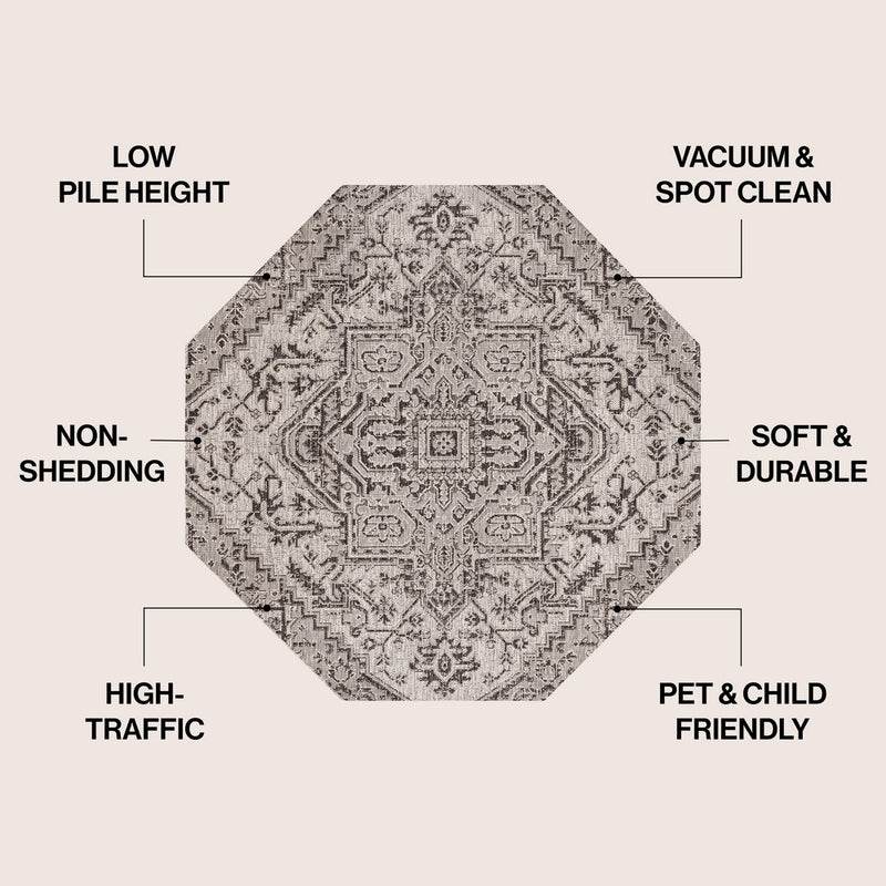 Estrella Bohemian Medallion Textured Weave Indoor/outdoor Octagon Rug
