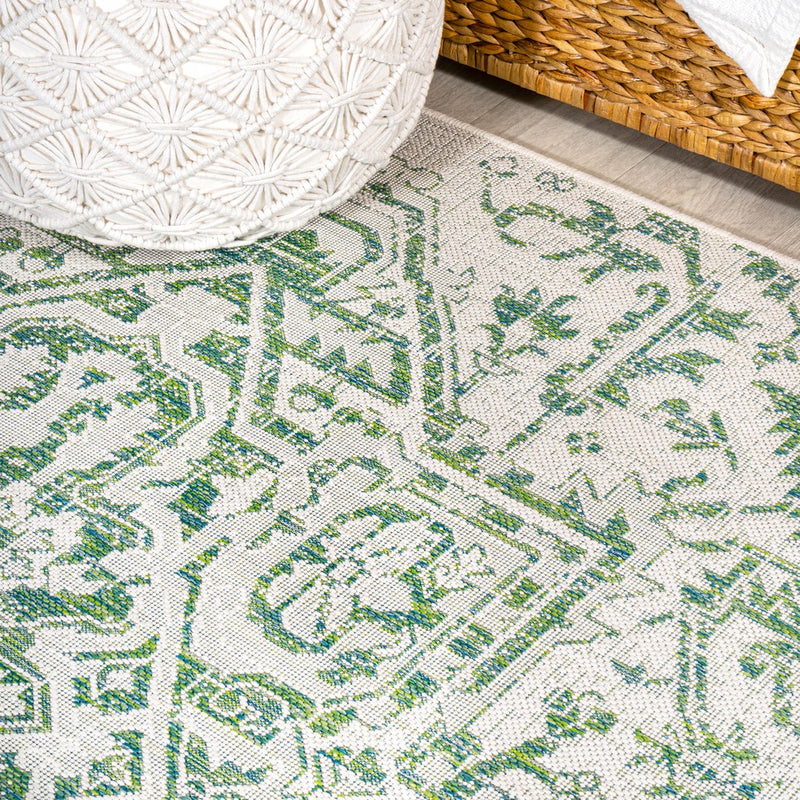 Estrella Bohemian Medallion Textured Weave Indoor/outdoor Round Rug