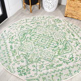 Estrella Bohemian Medallion Textured Weave Indoor/outdoor Round Rug
