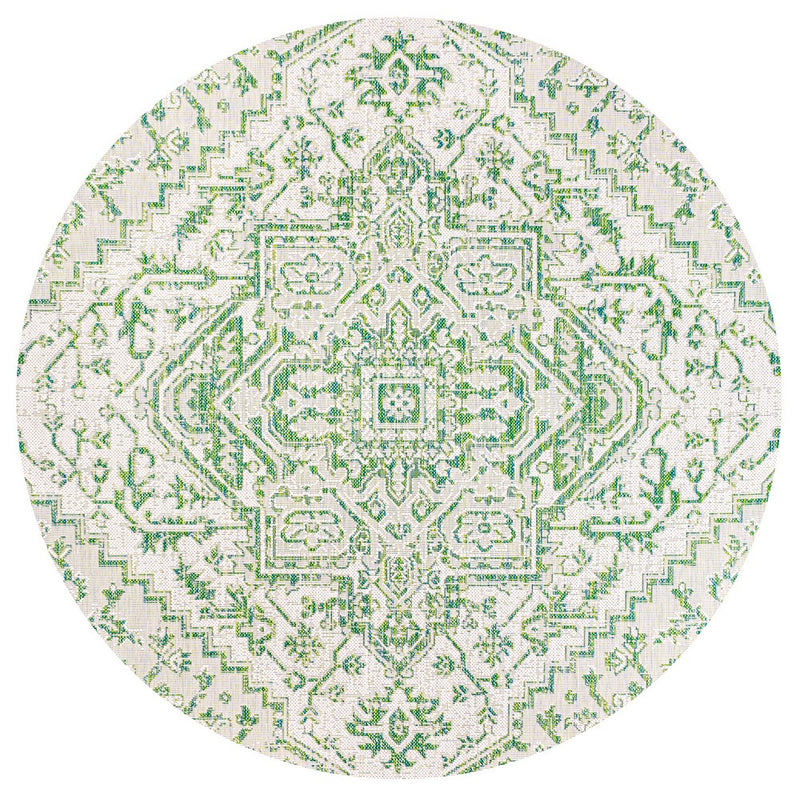 Estrella Bohemian Medallion Textured Weave Indoor/outdoor Round Rug