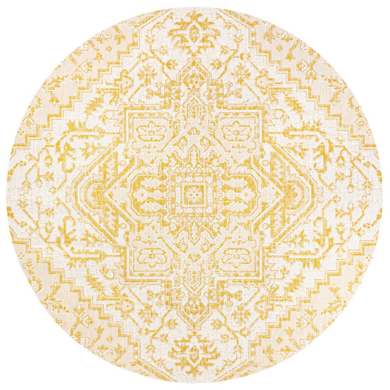 Estrella Bohemian Medallion Textured Weave Indoor/outdoor Round Rug