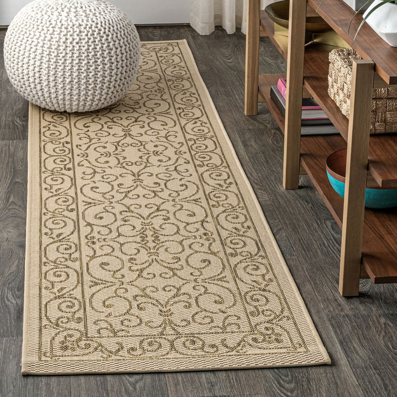 Charleston Vintage Filigree Textured Weave Indoor/outdoor Runner Rug