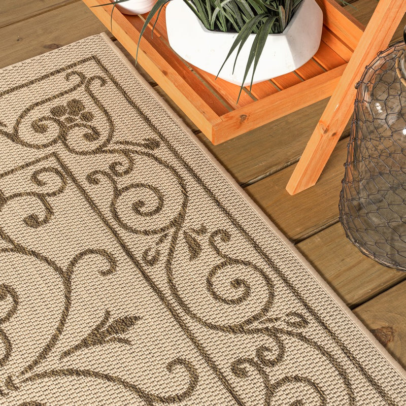 Charleston Vintage Filigree Textured Weave Indoor/outdoor Area Rug