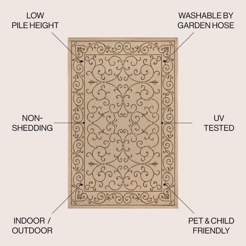 Charleston Vintage Filigree Textured Weave Indoor/outdoor Area Rug