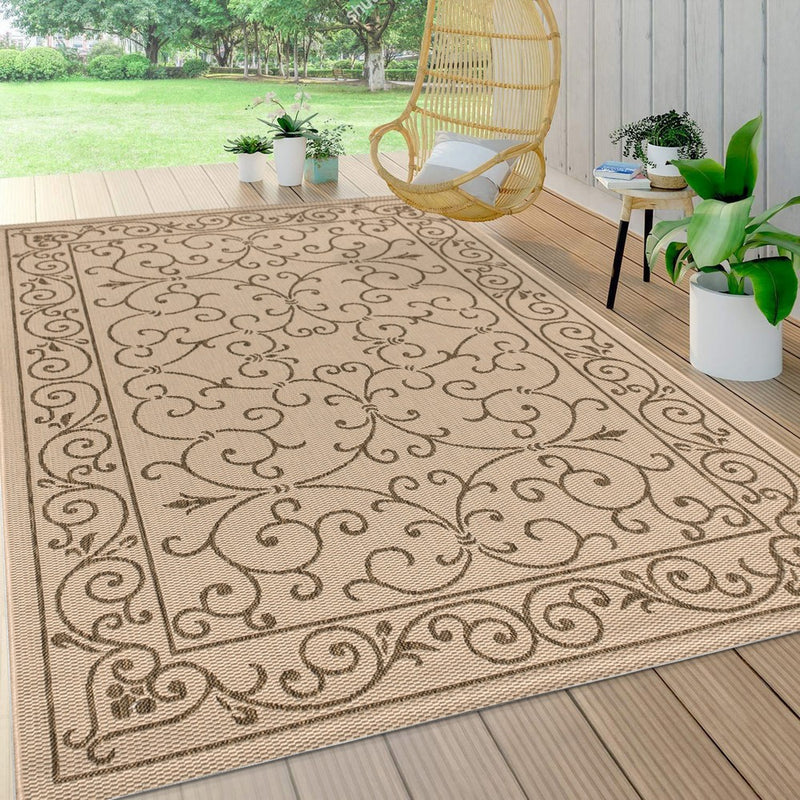 Charleston Vintage Filigree Textured Weave Indoor/outdoor Area Rug