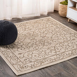 Charleston Vintage Filigree Textured Weave Indoor/outdoor Square Rug