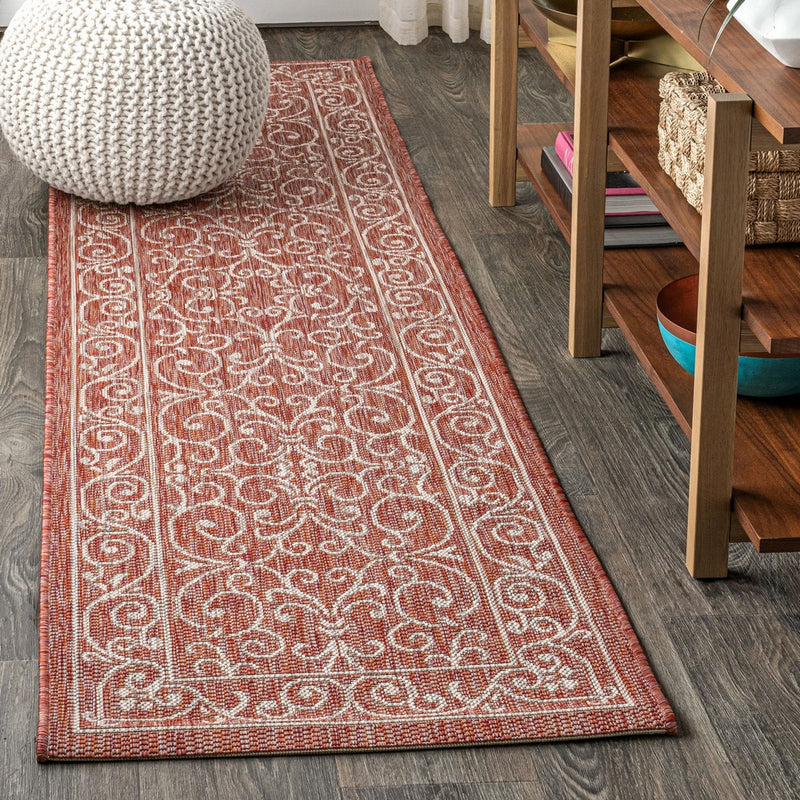 Charleston Vintage Filigree Textured Weave Indoor/outdoor Runner Rug