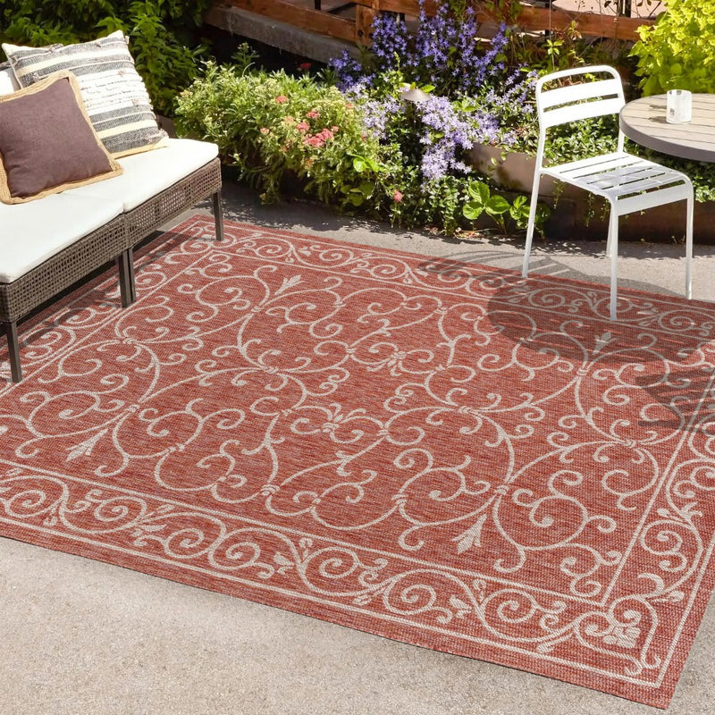 Charleston Vintage Filigree Textured Weave Indoor/outdoor Area Rug