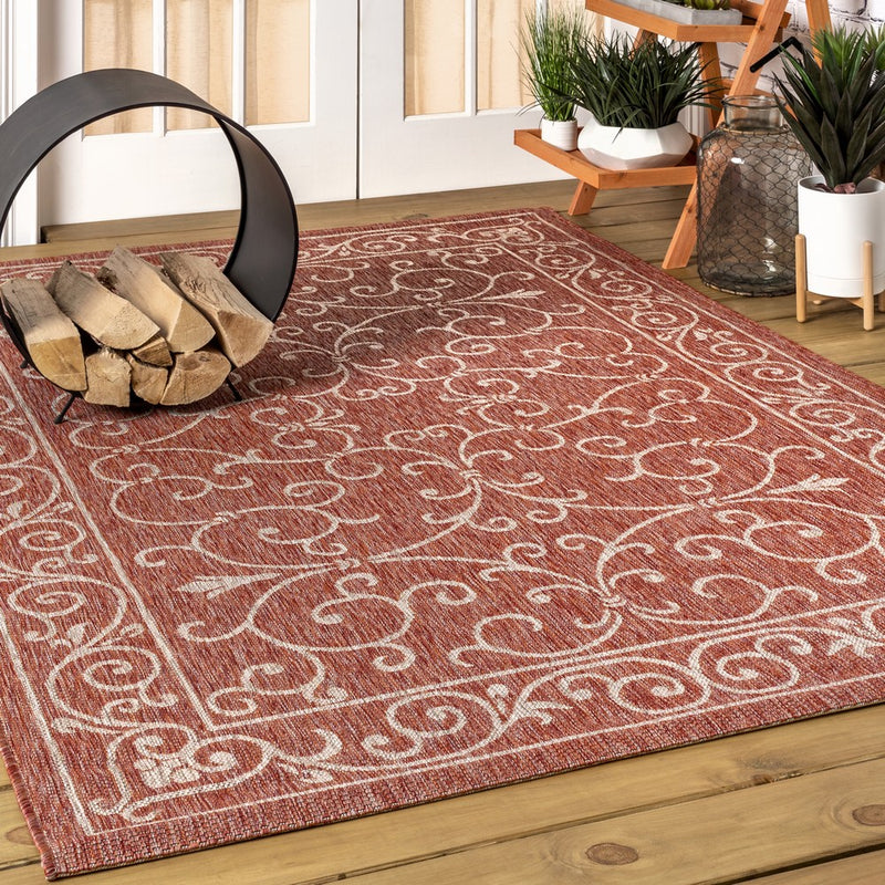 Charleston Vintage Filigree Textured Weave Indoor/outdoor Area Rug
