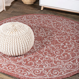 Charleston Vintage Filigree Textured Weave Indoor/outdoor Round Rug