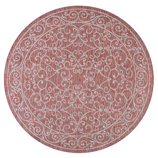 Charleston Vintage Filigree Textured Weave Indoor/outdoor Round Rug