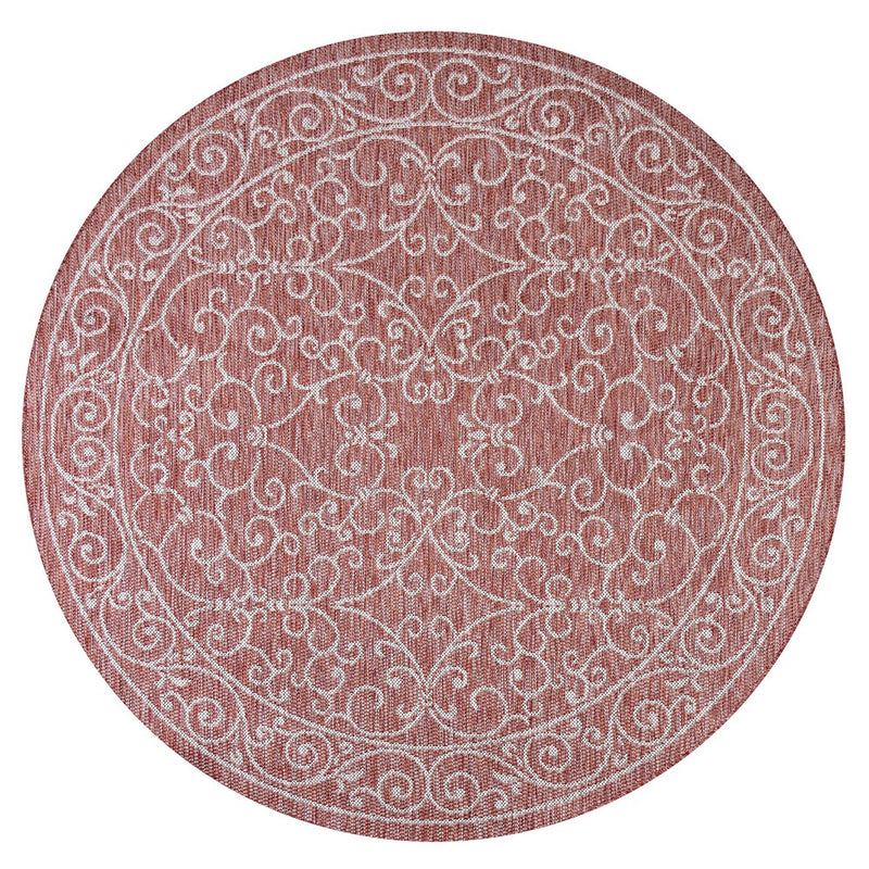 Charleston Vintage Filigree Textured Weave Indoor/outdoor Round Rug