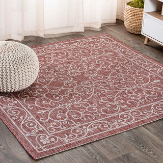 Charleston Vintage Filigree Textured Weave Indoor/outdoor Square Rug