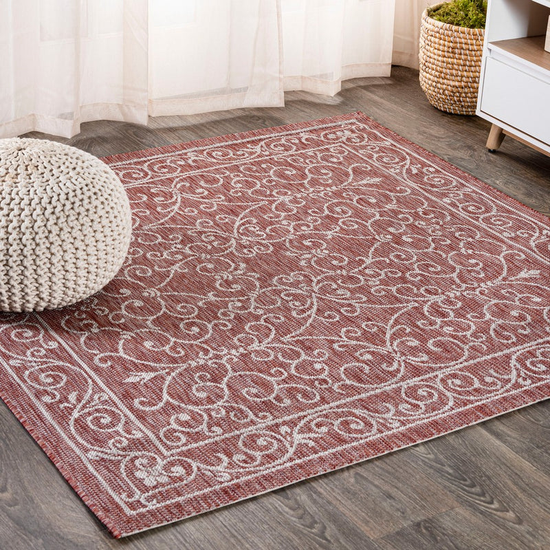 Charleston Vintage Filigree Textured Weave Indoor/outdoor Square Rug