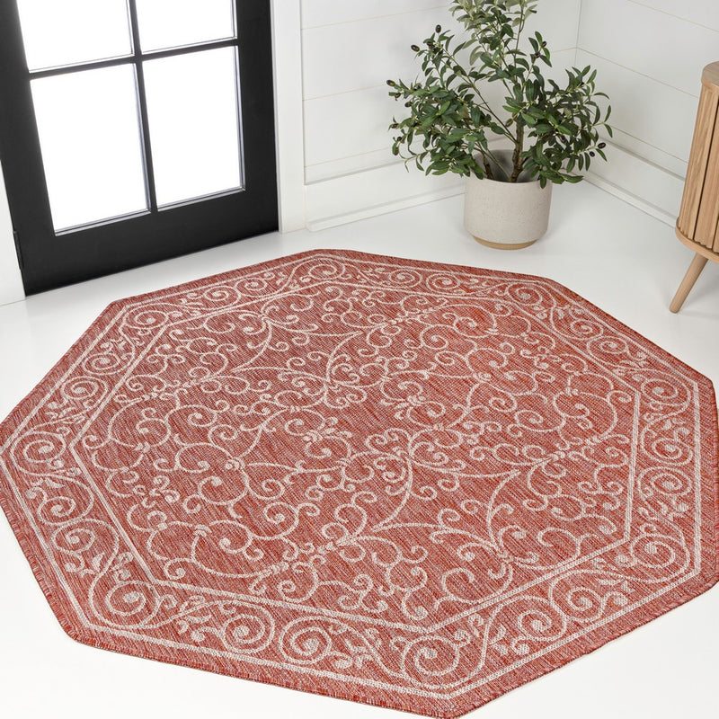 Charleston Vintage Filigree Textured Weave Indoor/outdoor Octagon Rug