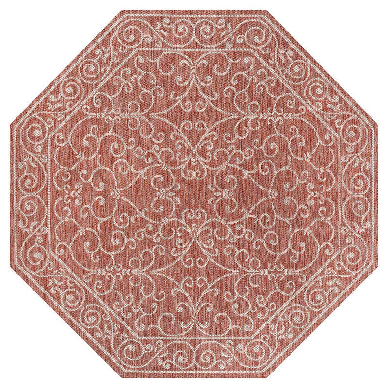 Charleston Vintage Filigree Textured Weave Indoor/outdoor Octagon Rug