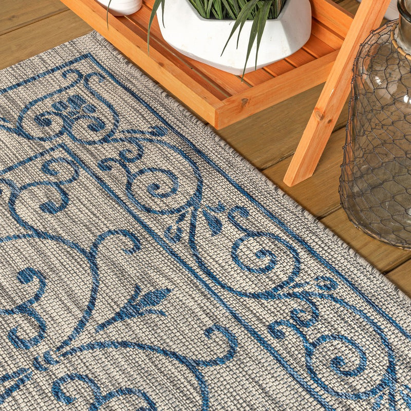 Charleston Vintage Filigree Textured Weave Indoor/outdoor Area Rug