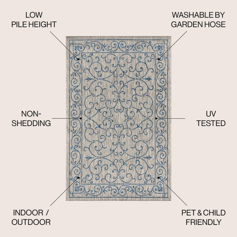 Charleston Vintage Filigree Textured Weave Indoor/outdoor Area Rug