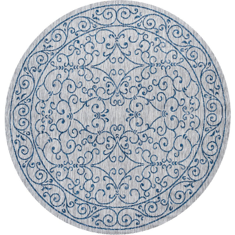 Charleston Vintage Filigree Textured Weave Indoor/outdoor Round Rug