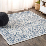 Charleston Vintage Filigree Textured Weave Indoor/outdoor Square Rug