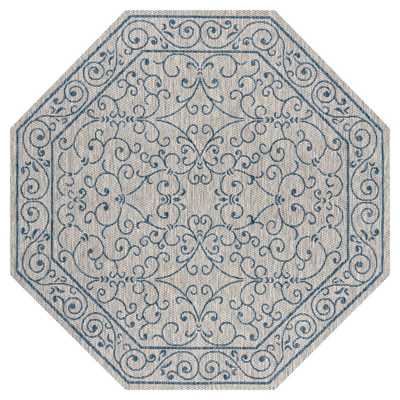 Charleston Vintage Filigree Textured Weave Indoor/outdoor Octagon Rug