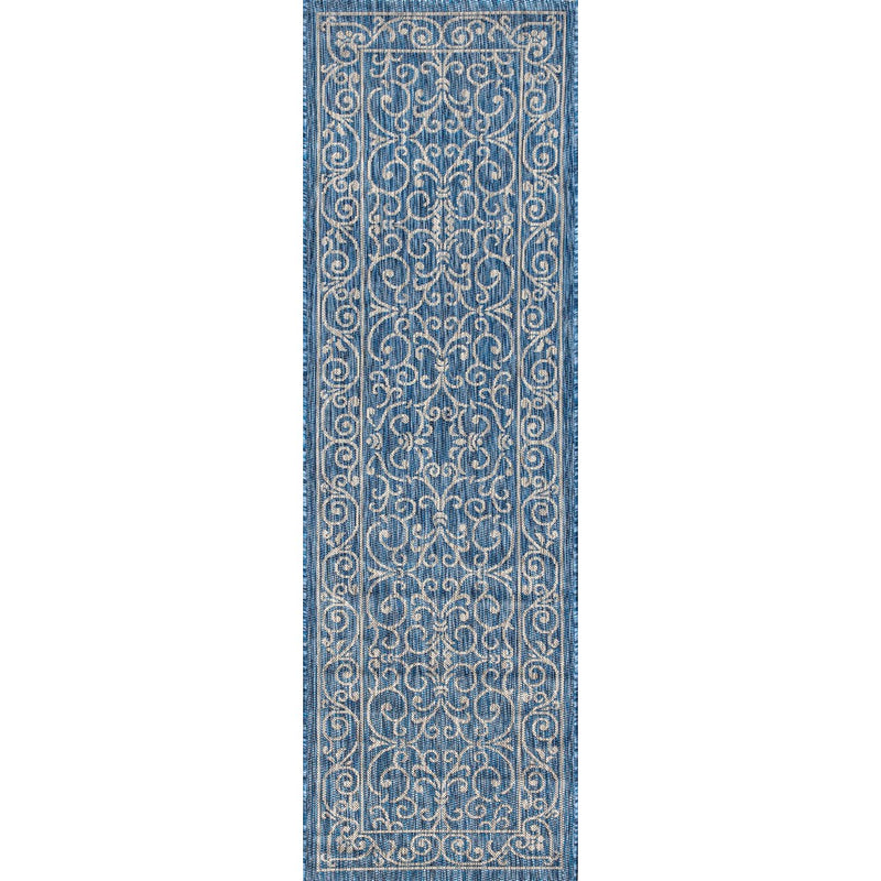 Charleston Vintage Filigree Textured Weave Indoor/outdoor Runner Rug