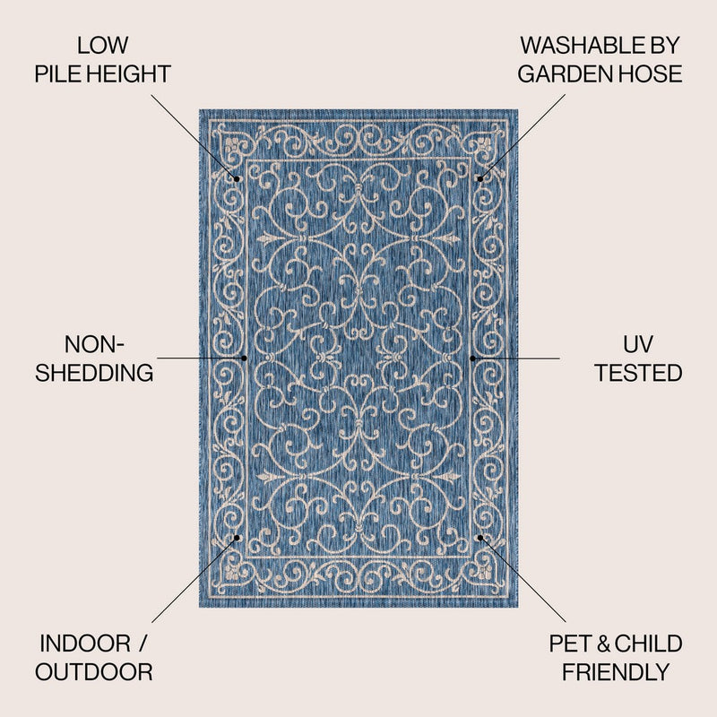 Charleston Vintage Filigree Textured Weave Indoor/outdoor Area Rug