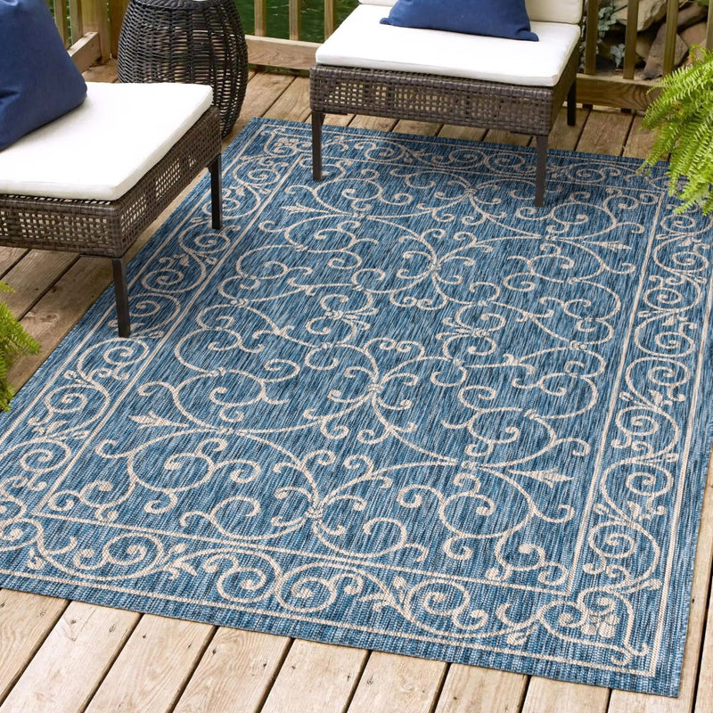 Charleston Vintage Filigree Textured Weave Indoor/outdoor Area Rug