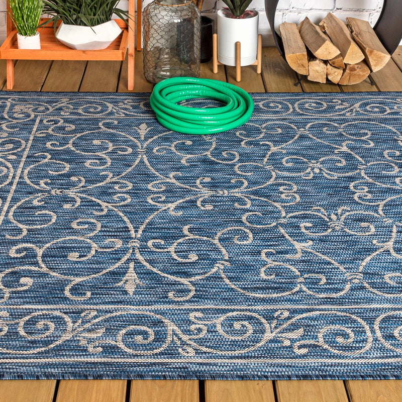 Charleston Vintage Filigree Textured Weave Indoor/outdoor Area Rug