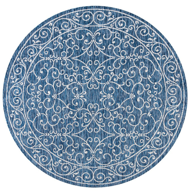 Charleston Vintage Filigree Textured Weave Indoor/outdoor Round Rug