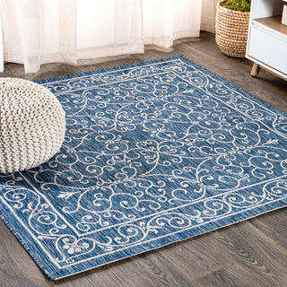 Charleston Vintage Filigree Textured Weave Indoor/outdoor Square Rug