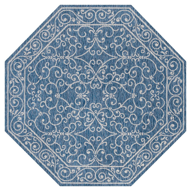 Charleston Vintage Filigree Textured Weave Indoor/outdoor Octagon Rug