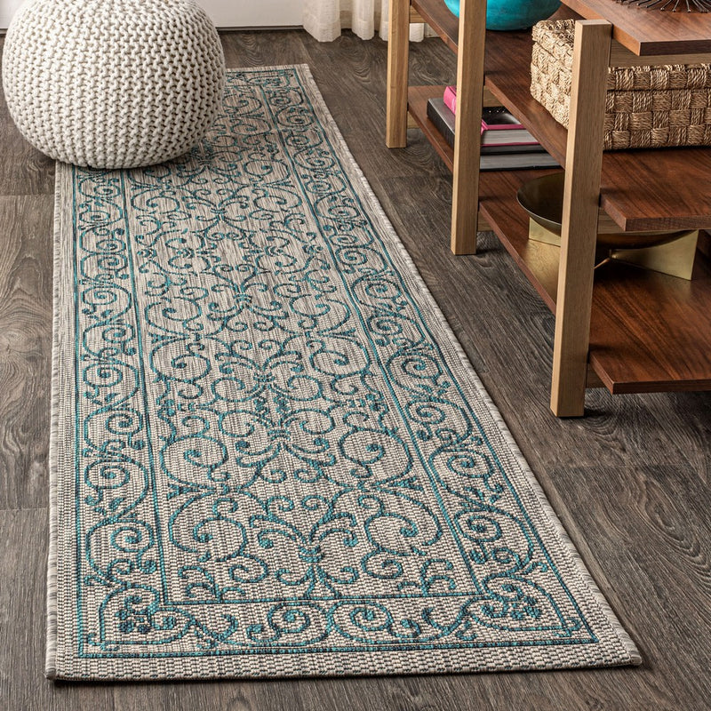 Charleston Vintage Filigree Textured Weave Indoor/outdoor Runner Rug