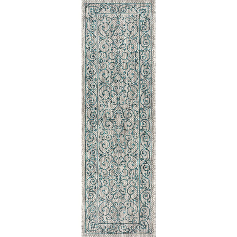 Charleston Vintage Filigree Textured Weave Indoor/outdoor Runner Rug