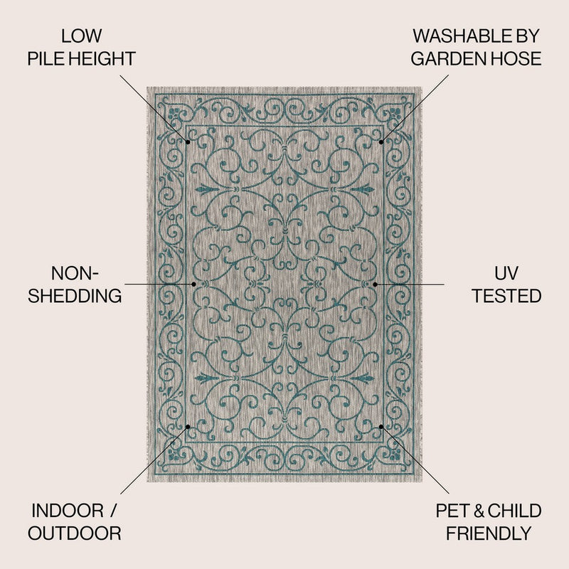 Charleston Vintage Filigree Textured Weave Indoor/outdoor Area Rug