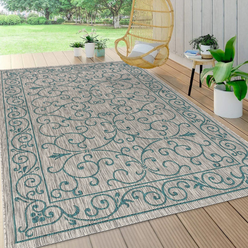 Charleston Vintage Filigree Textured Weave Indoor/outdoor Area Rug