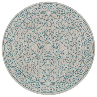 Charleston Vintage Filigree Textured Weave Indoor/outdoor Round Rug