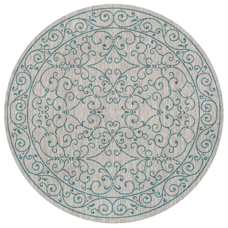 Charleston Vintage Filigree Textured Weave Indoor/outdoor Round Rug