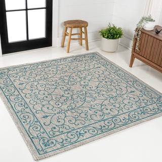 Charleston Vintage Filigree Textured Weave Indoor/outdoor Square Rug