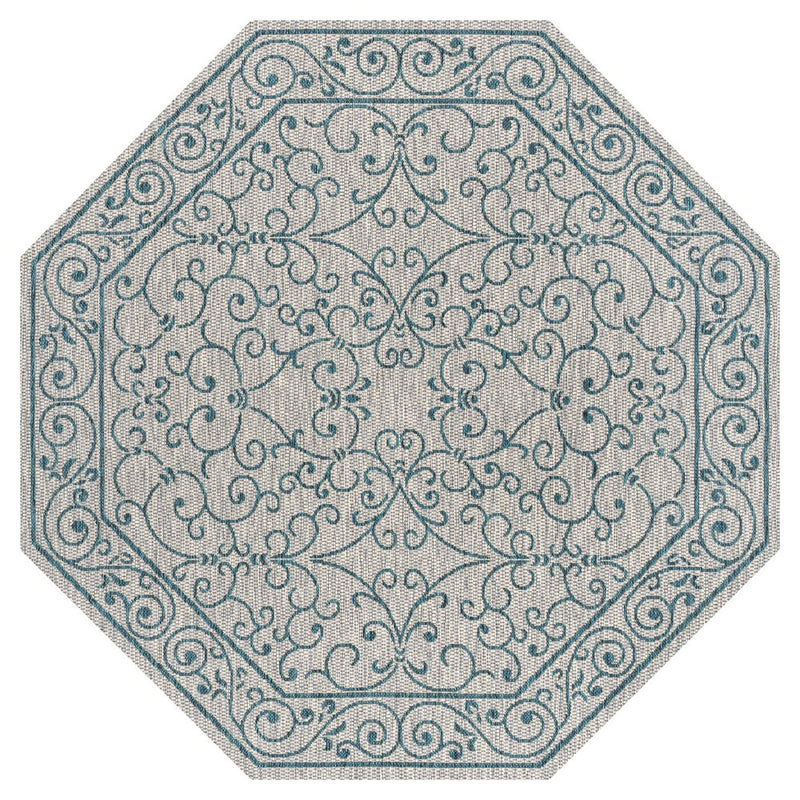 Charleston Vintage Filigree Textured Weave Indoor/outdoor Octagon Rug