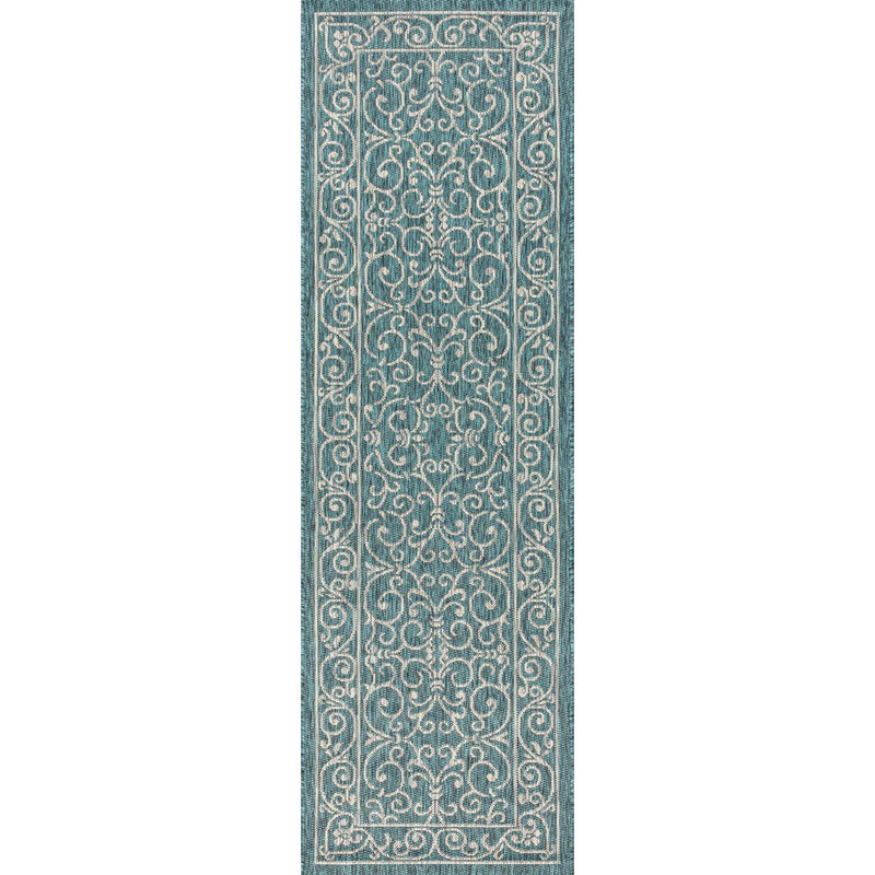 Charleston Vintage Filigree Textured Weave Indoor/outdoor Runner Rug