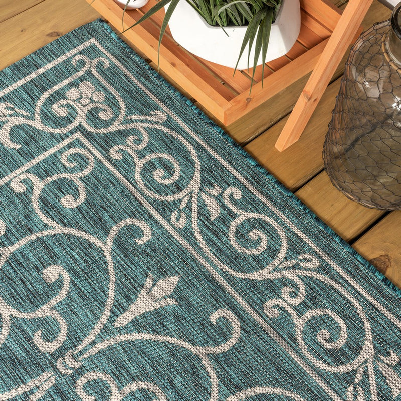 Charleston Vintage Filigree Textured Weave Indoor/outdoor Octagon Rug