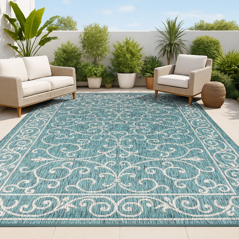 Charleston Vintage Filigree Textured Weave Indoor/outdoor Area Rug