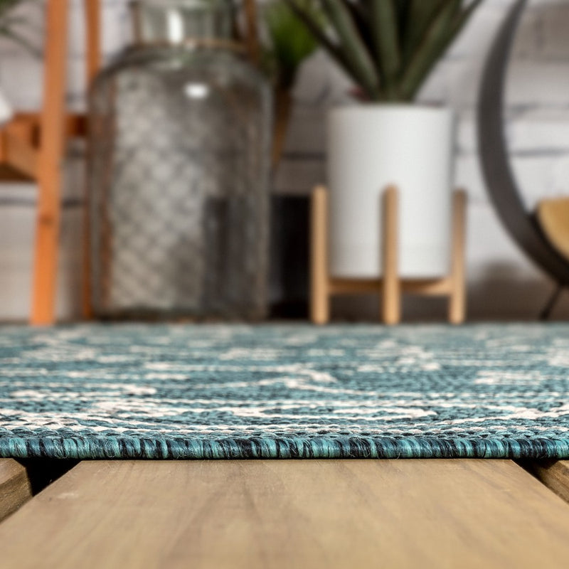 Charleston Vintage Filigree Textured Weave Indoor/outdoor Octagon Rug