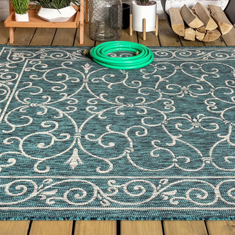 Charleston Vintage Filigree Textured Weave Indoor/outdoor Area Rug