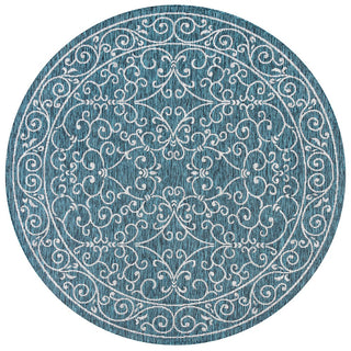 Charleston Vintage Filigree Textured Weave Indoor/outdoor Round Rug