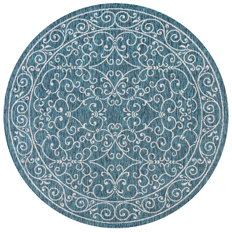 Charleston Vintage Filigree Textured Weave Indoor/outdoor Round Rug