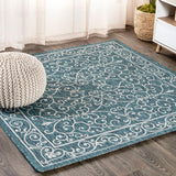 Charleston Vintage Filigree Textured Weave Indoor/outdoor Square Rug